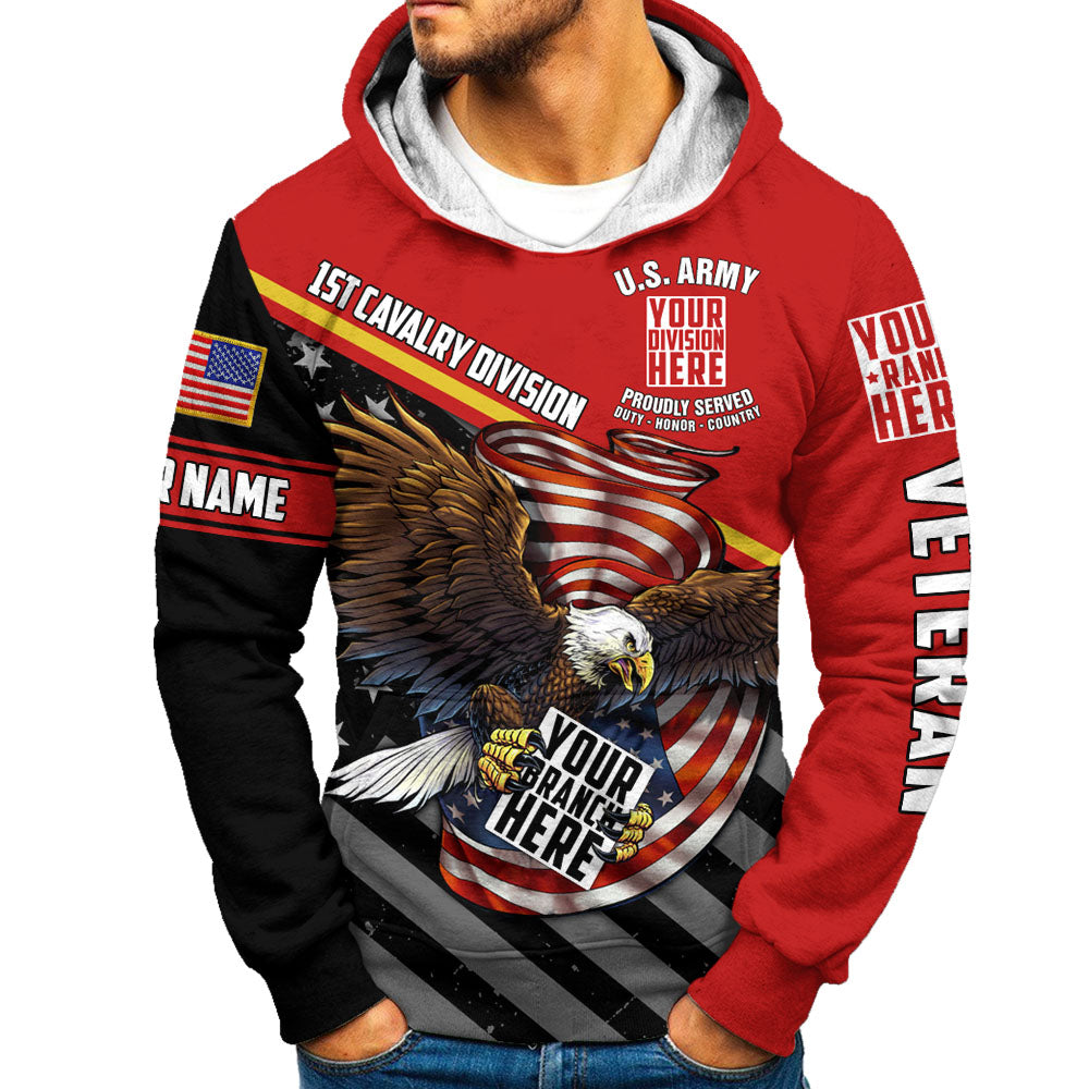 Custom Branch Division Rank Proudly Served Duty Honor Country Eagle Personalized All Over Print Shirt For Veterans H2511