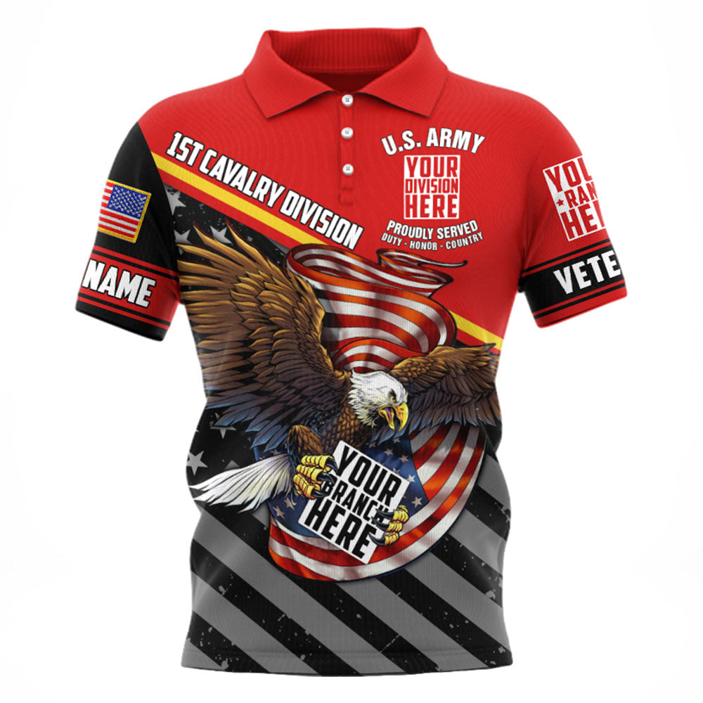 Custom Branch Division Rank Proudly Served Duty Honor Country Eagle Personalized All Over Print Shirt For Veterans H2511