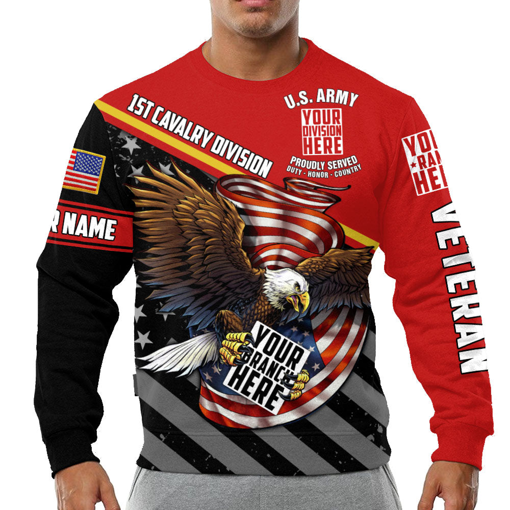 Custom Branch Division Rank Proudly Served Duty Honor Country Eagle Personalized All Over Print Shirt For Veterans H2511