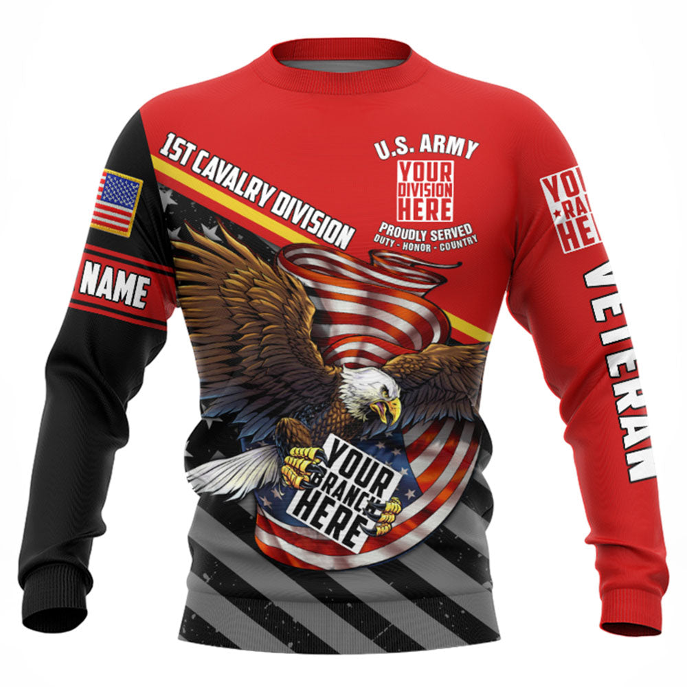 Custom Branch Division Rank Proudly Served Duty Honor Country Eagle Personalized All Over Print Shirt For Veterans H2511