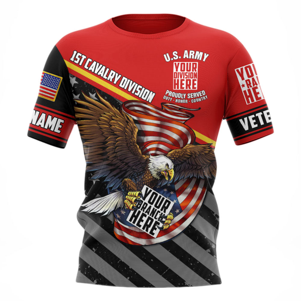 Custom Branch Division Rank Proudly Served Duty Honor Country Eagle Personalized All Over Print Shirt For Veterans H2511