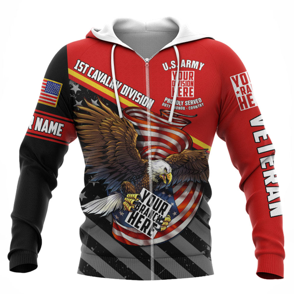 Custom Branch Division Rank Proudly Served Duty Honor Country Eagle Personalized All Over Print Shirt For Veterans H2511