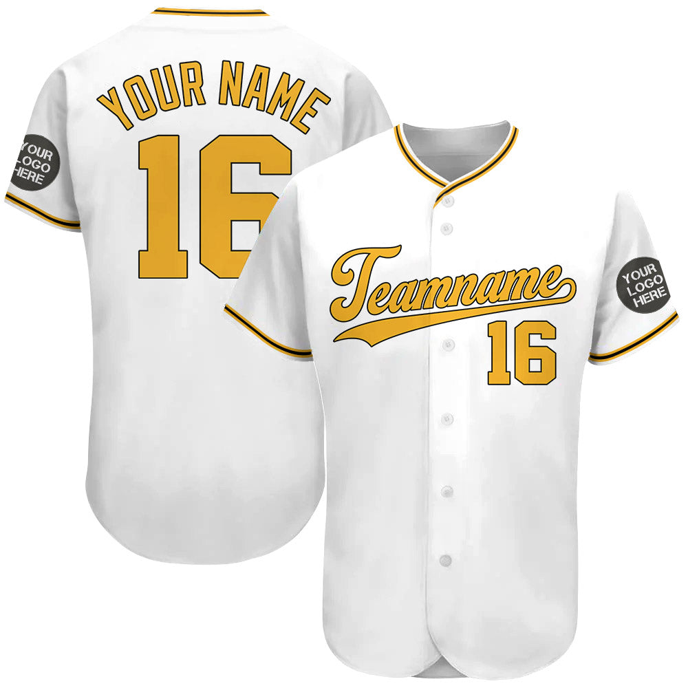 Custom Logo Name Number White Baseball Jersey