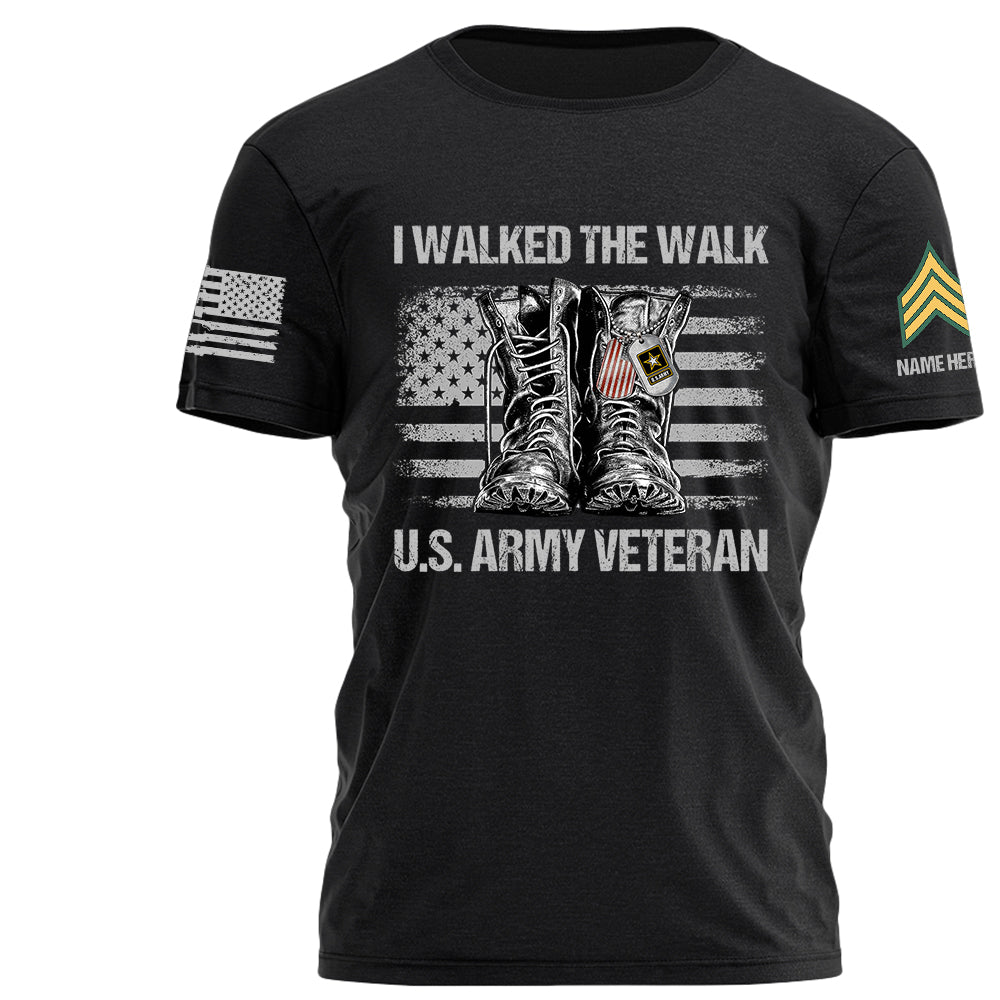 I Walked The Walk Army Veteran Grunge Style Personalized Shirt For Veterans H2511