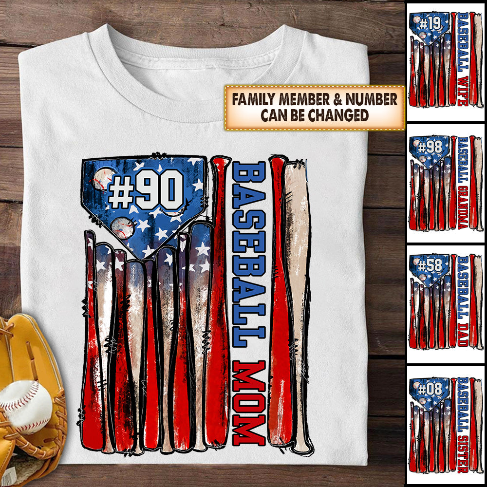 Personalized Shirt Baseball Mom,Baseball Dad American Flag, American Flag Baseball Mom Hk10 -