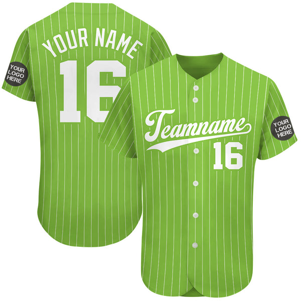 Custom Logo Name Number Military Green Pinstripe Baseball Jersey