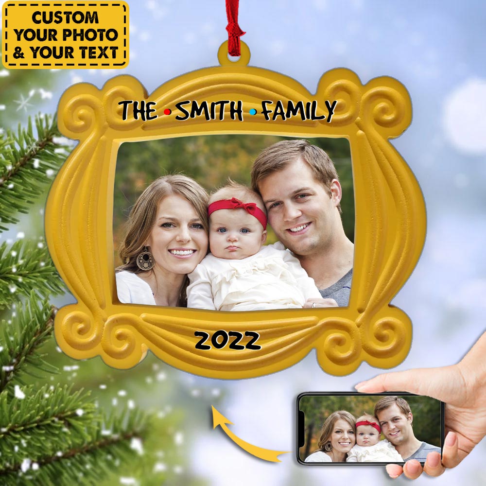 Personalized Family Custom Photo Ornament - I'll Be There For You Yellow Mirror Ornament