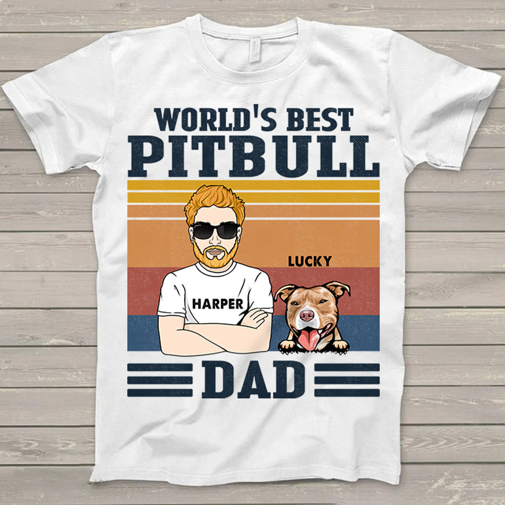 Personalized World's Best Pitbull Dad Shirt Gift For Pitbull Dad