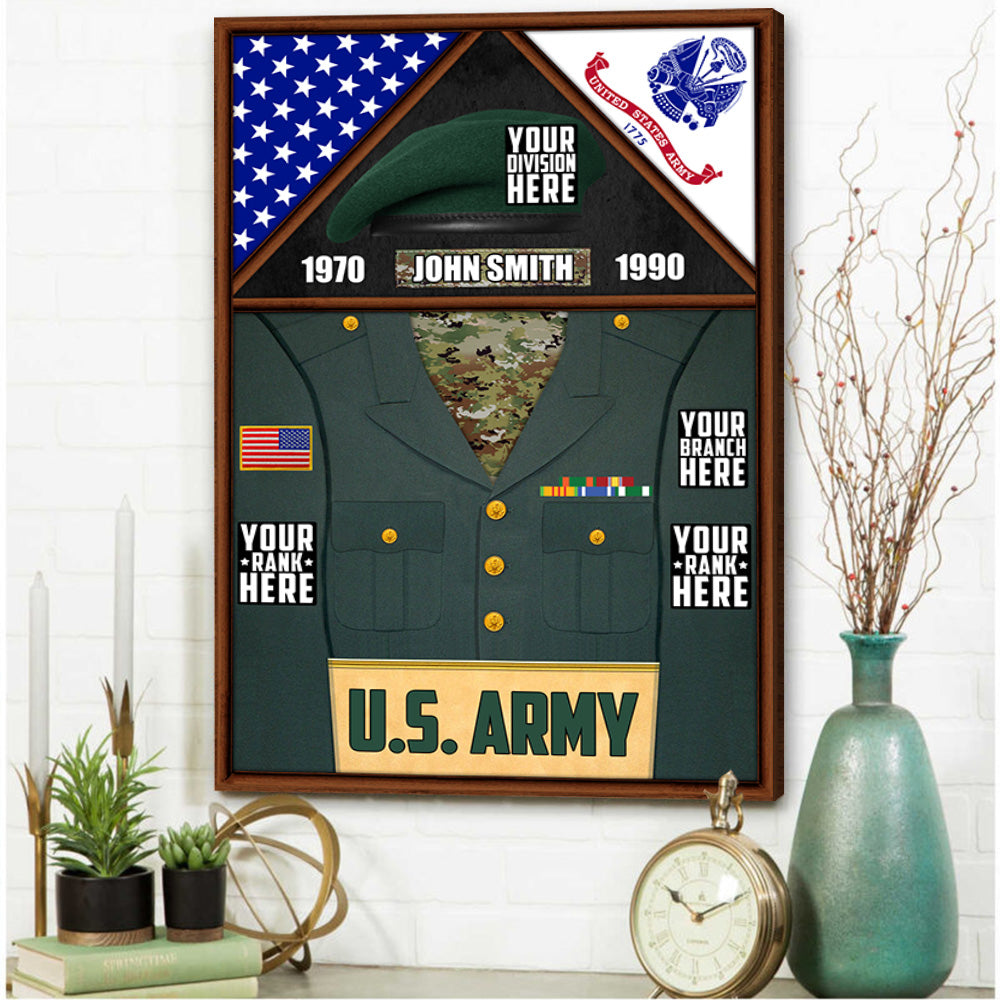 Personalized Gift For Military Veteran Dad Grandpa Veteran Custom Uniform Rank Name Division Image Veteran Poster Canvas H2511