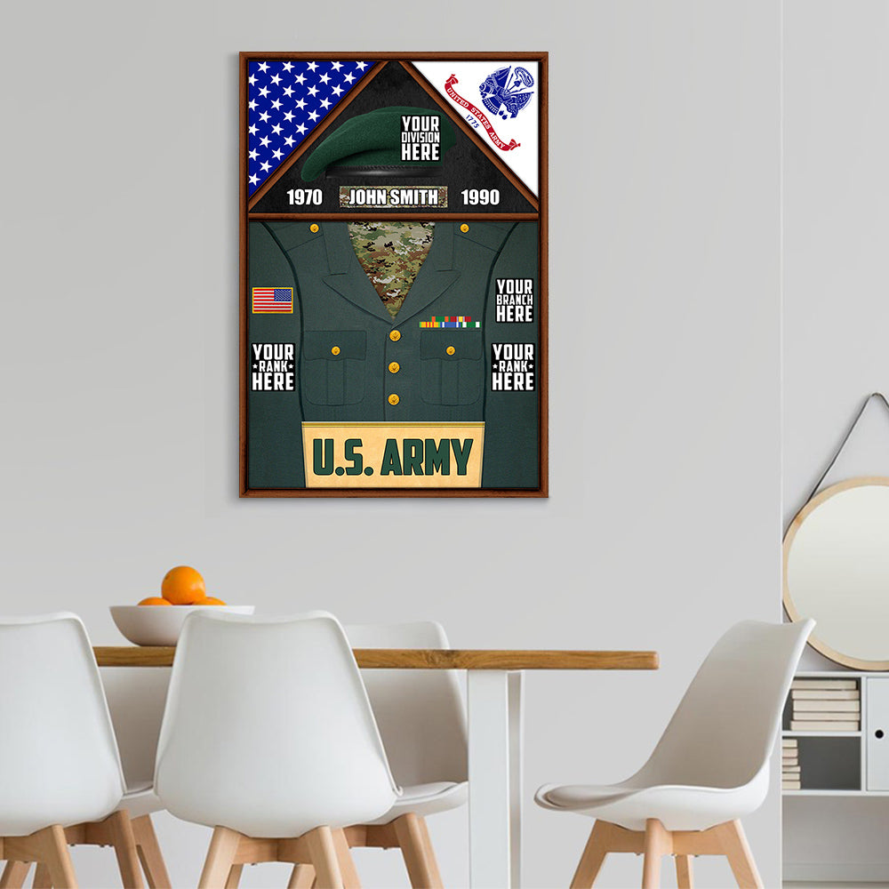 Personalized Gift For Military Veteran Dad Grandpa Veteran Custom Uniform Rank Name Division Image Veteran Poster Canvas H2511