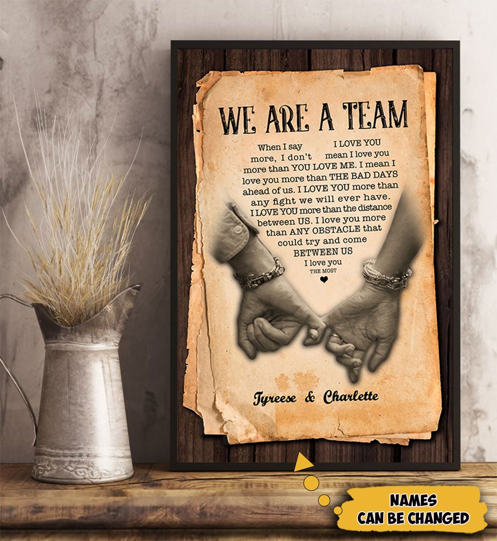Personalized We Are A Team Holding Hand Poster Couple Poster Gifts