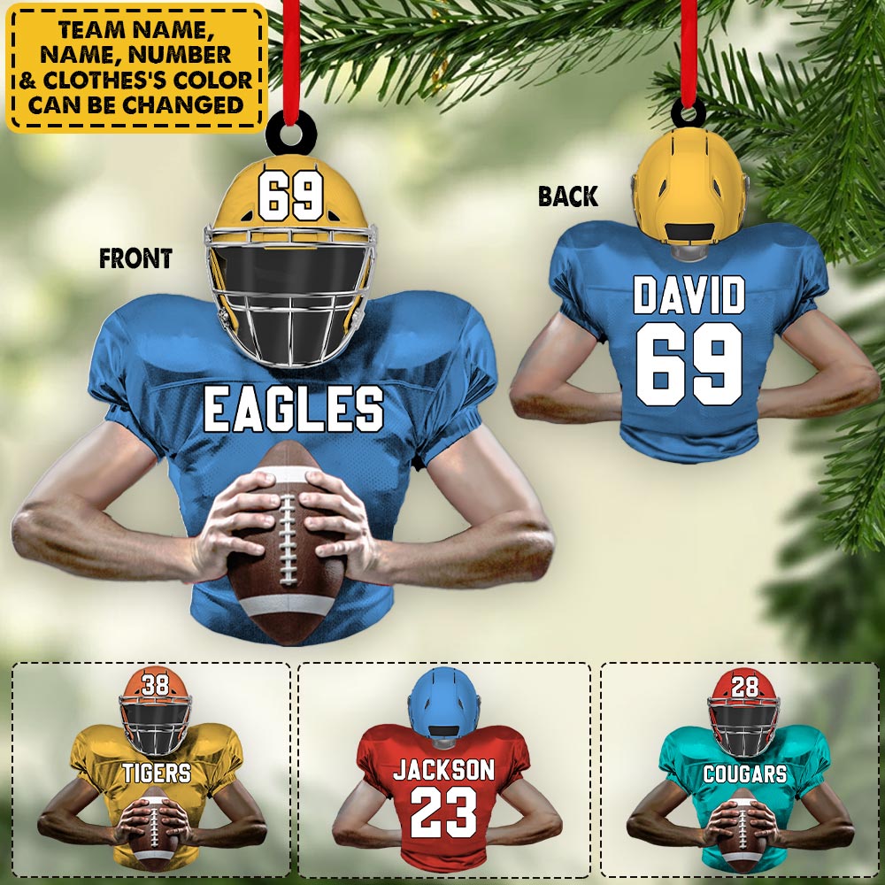 Personalized Ornament Gift For Football Player - Half Body Football Player Ornament