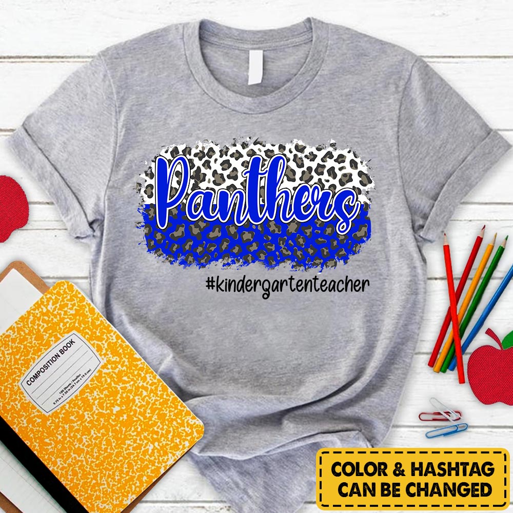 Personalized Panthers Custom Colorful Leopard T-Shirt For Teacher