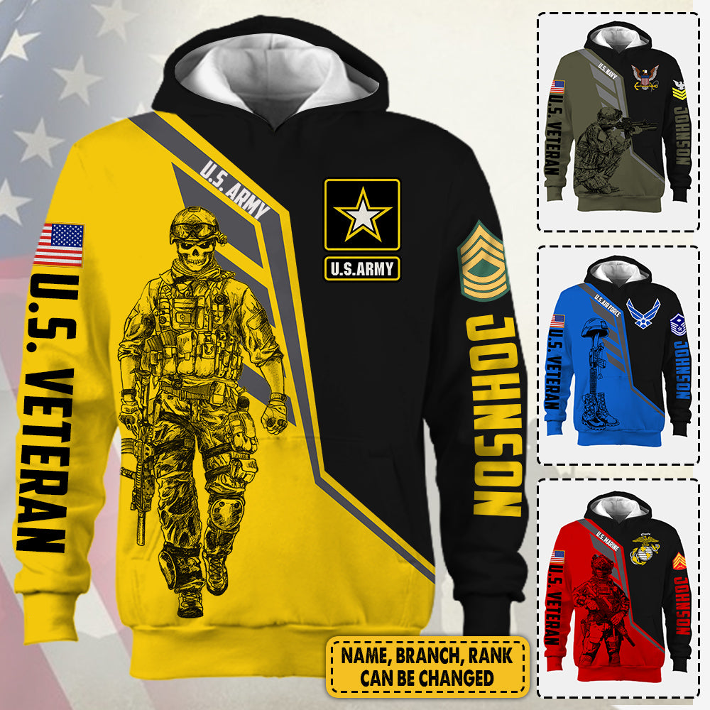 Personalized Shirt For Veteran Customize All Branches, Rank Name Veteran All Over Print Shirt K1702