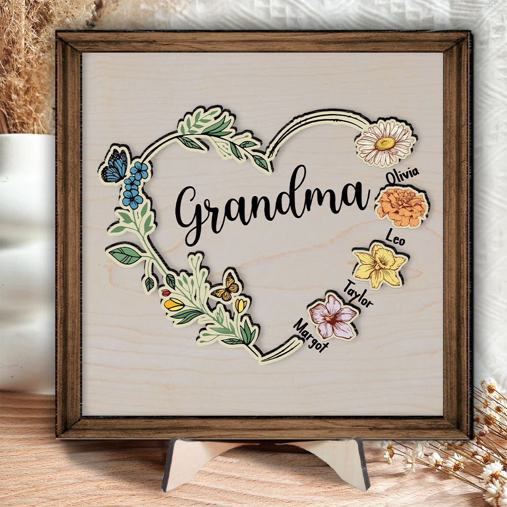 Grandma Mom Heart With Kids Name Personalized 2 Layered Art Piece, Best  Gifts For Grandma Qa02 | Interest Pod