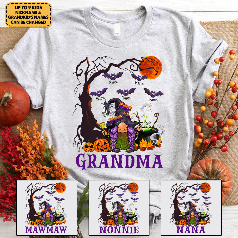 Personalized Shirt Grandma Witch Halloween Witch Gnome Shirt For Grandma H2511