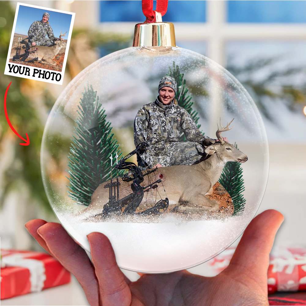 Hunting Custom Photo Ornament Gift For Hunting Lovers - Personalized Photo Christmas Ball Ornament