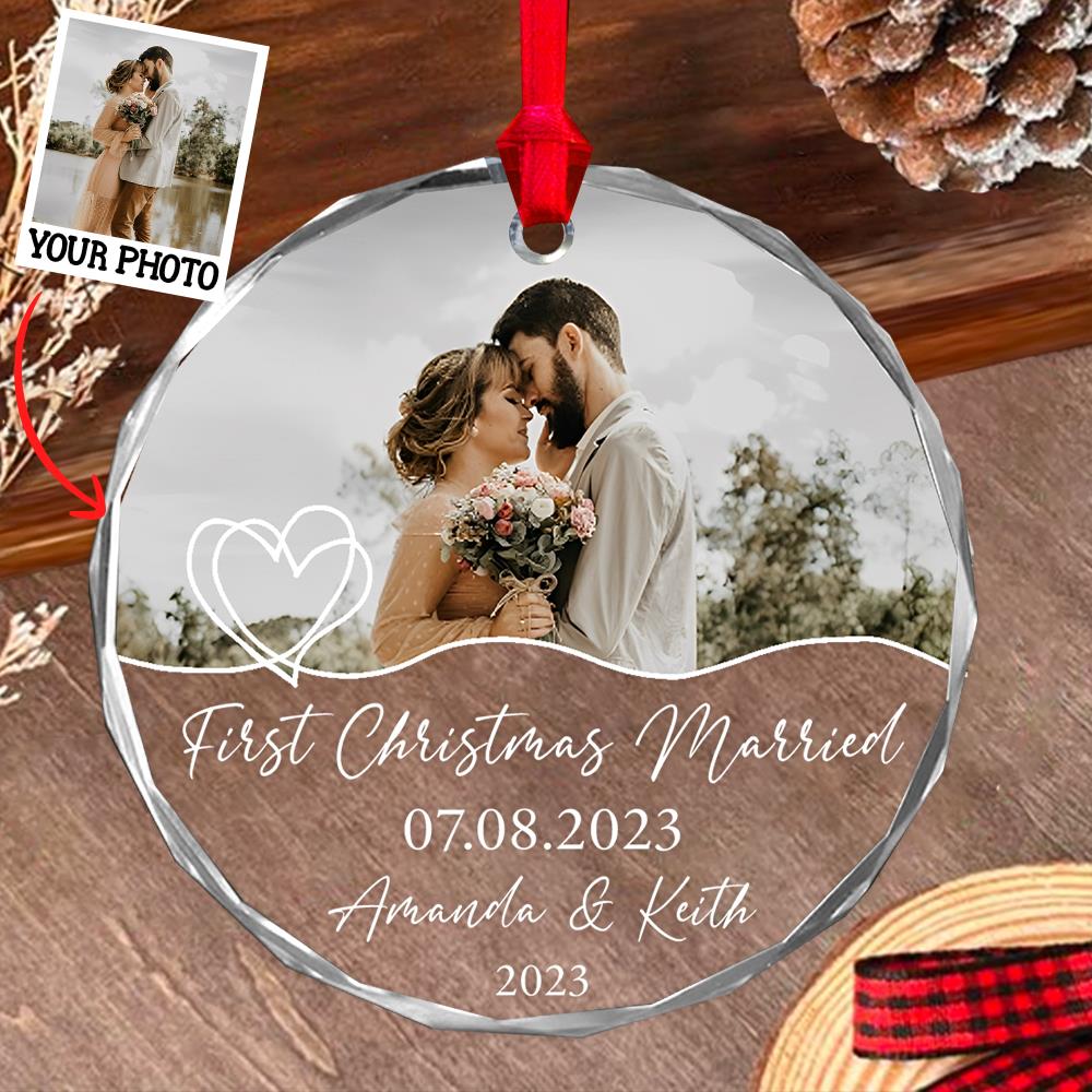 Luxury Ornament First Christmas Married - Married Photo Ornament - First Christmas Married Gift