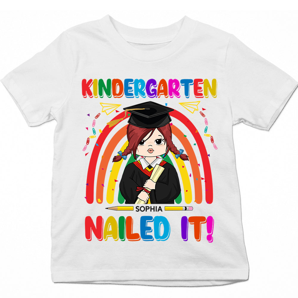 Personalized Kindergarten Nailed It Rainbow Colorful Shirt Gift For Kid, Kindergarten Graduation
