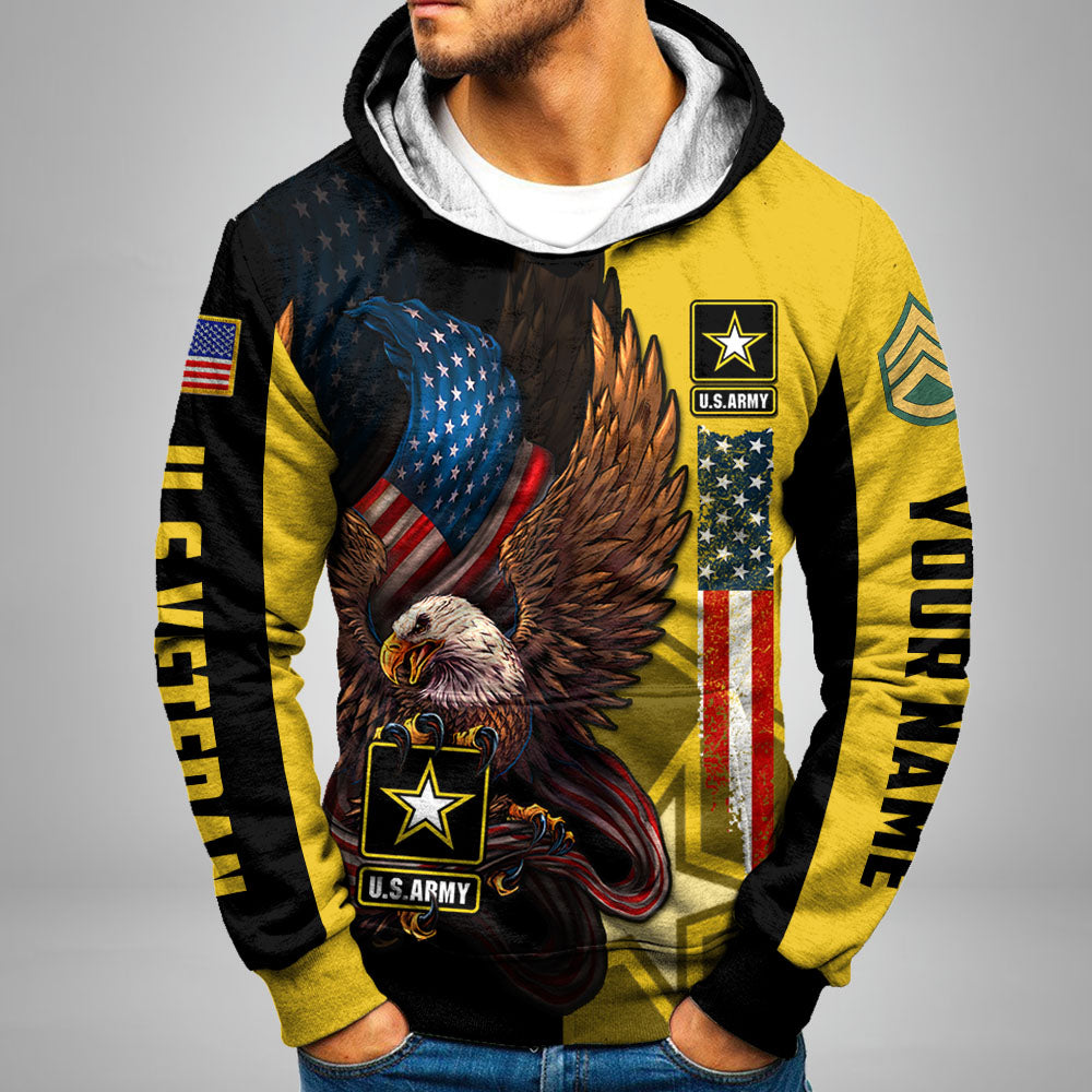 Bald Eagle American Flag Personalized All Over Print Shirt For Veterans H2511