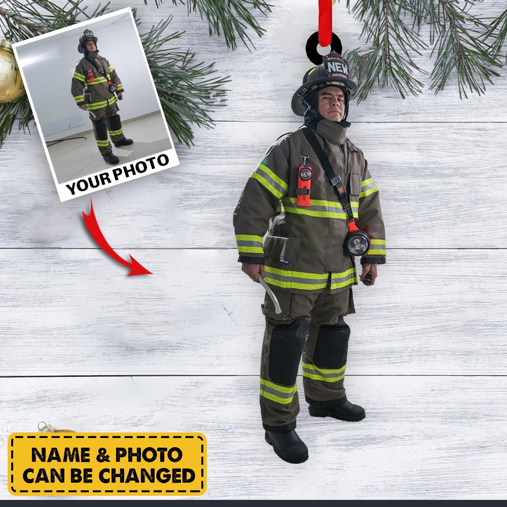 Custom Firefighter Photo Ornament Gift For Firefighter Fireman