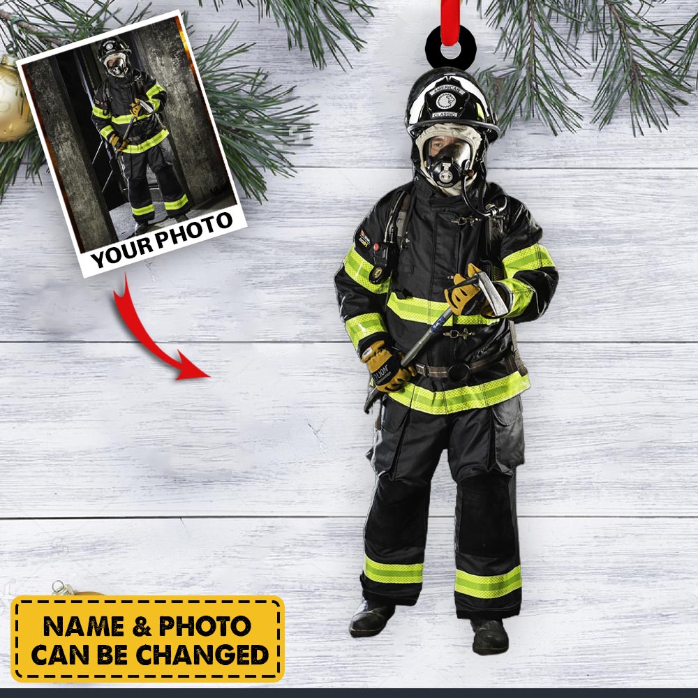 Custom Firefighter Photo Ornament Gift For Firefighter Fireman