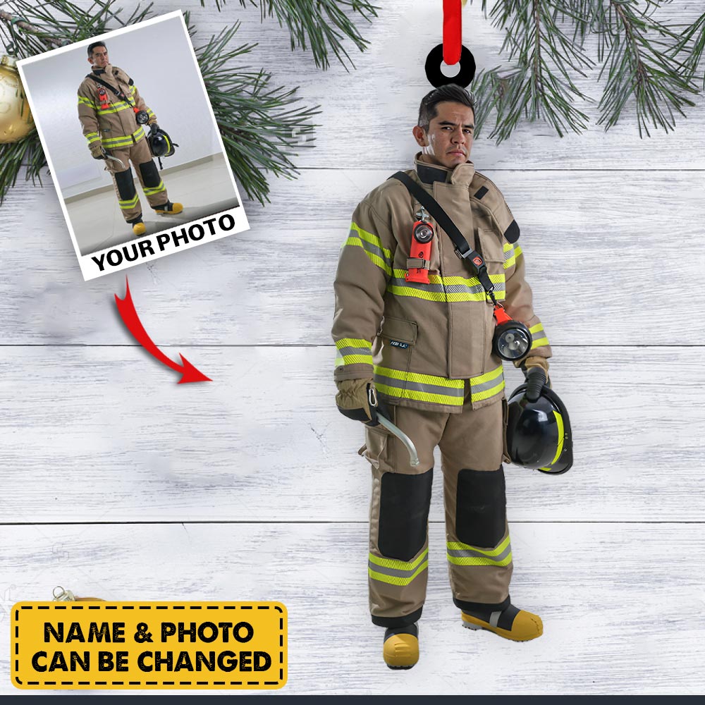 Custom Firefighter Photo Ornament Gift For Firefighter Fireman