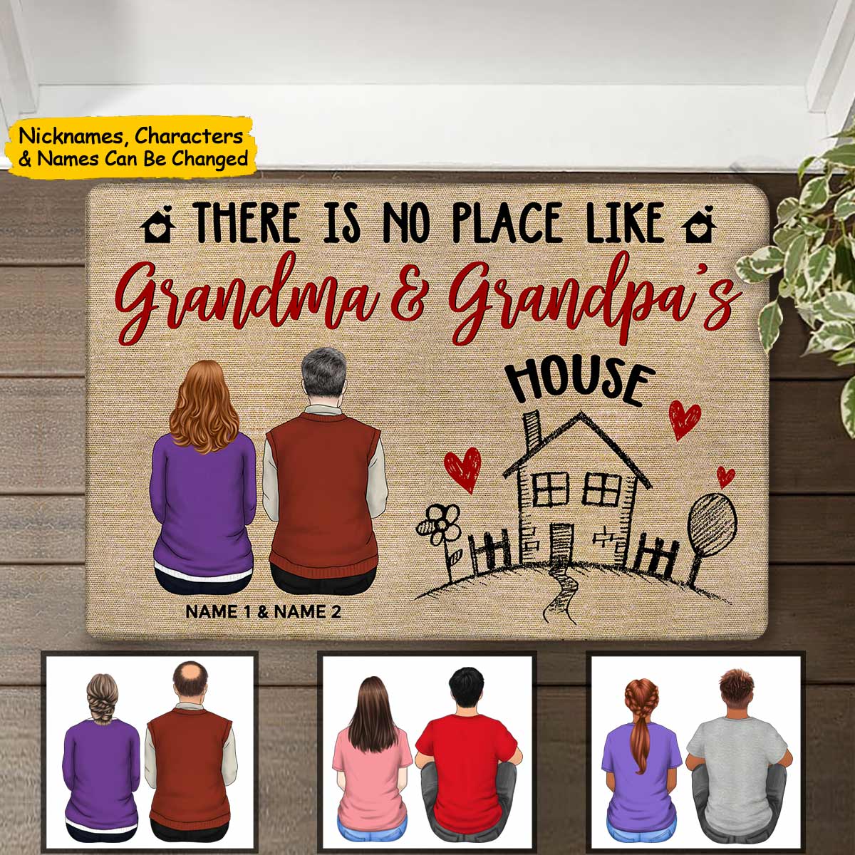 Personalized Grandperants House Doormat There Is No Place Like Grandma And Grandpa's House Doormat