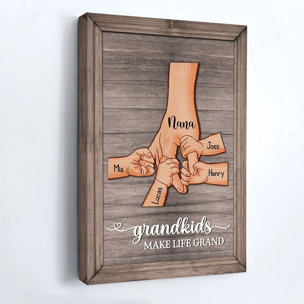 Grandkids Make Life Grand Personalized Canvas Gift For Grandma