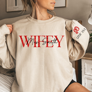 The Love Of My Life My Wifey - Couple Personalized Custom Unisex Sweatshirt With Design On Sleeve - Gift For Husband Wife, Anniversary