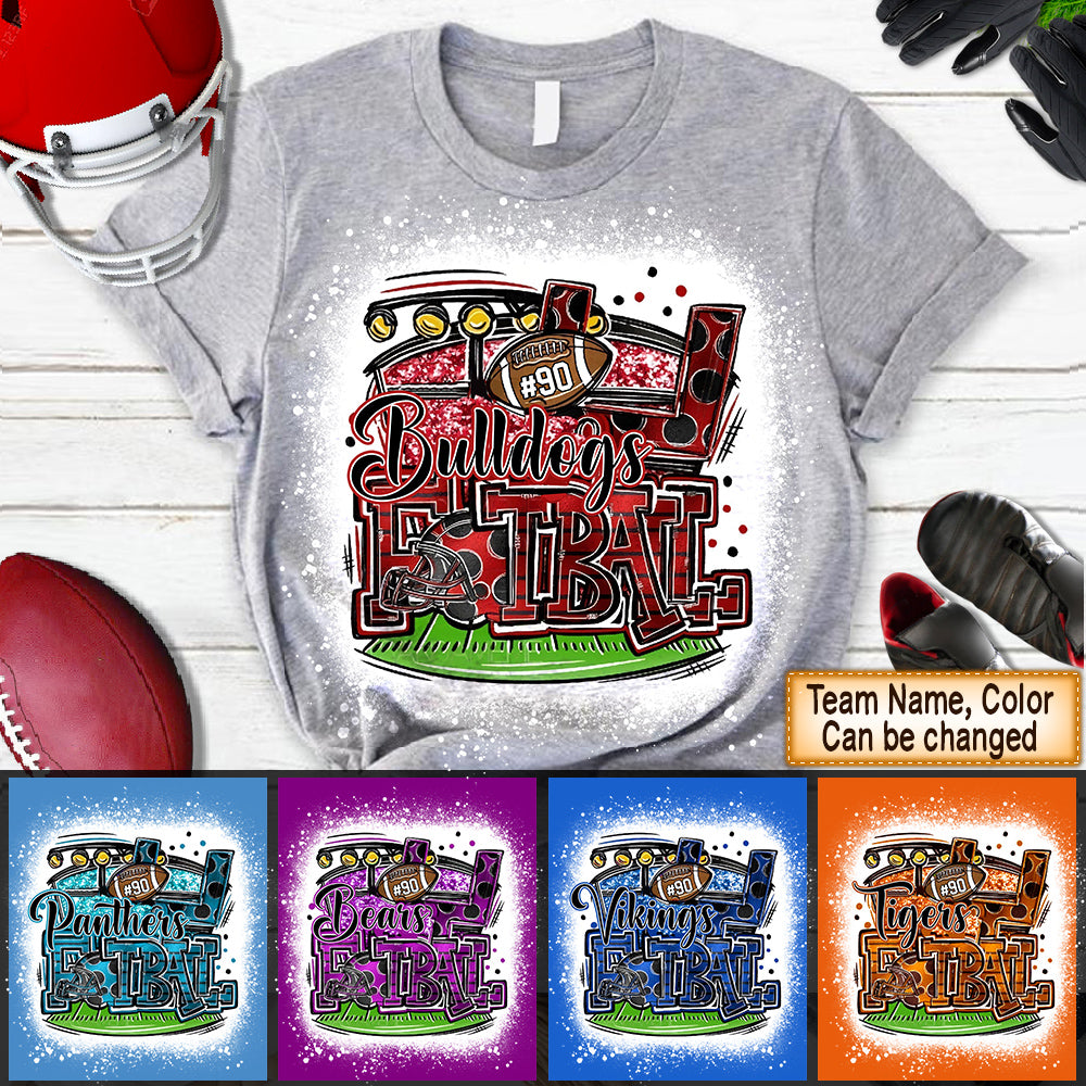 Personalized Football Design Shirt , Football Mom Football Shirt Bleached Style Shirt K1702