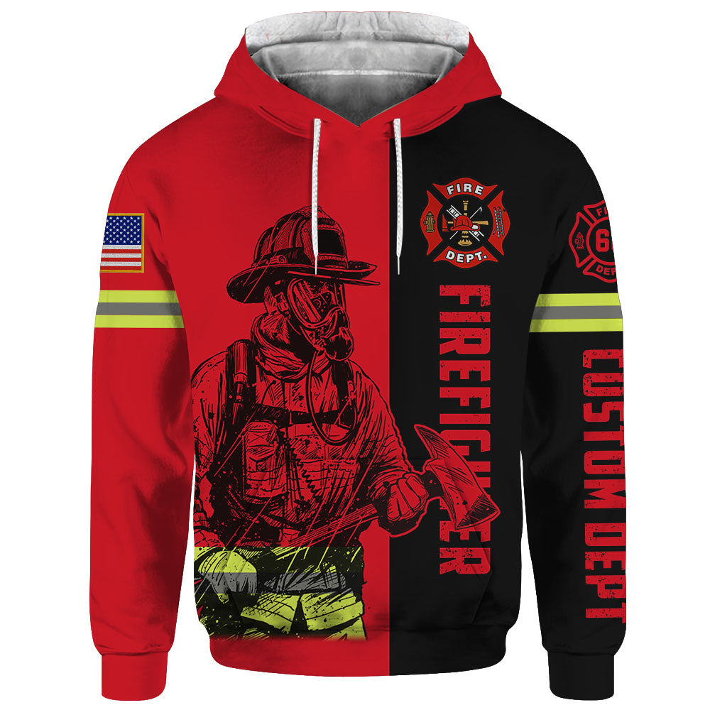 Custom Shirt Firefighter Custom Name Clipart Number Fireman All Over Print Shirt K1702