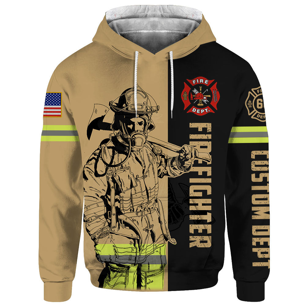 Custom Shirt Firefighter Custom Name Clipart Number Fireman All Over Print Shirt K1702