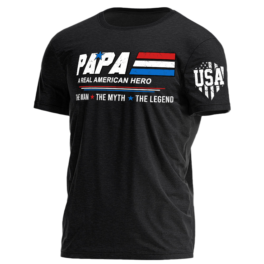 Papa A Real American Hero The Man The Myth The Legend Personalized Shirt For Grandpas