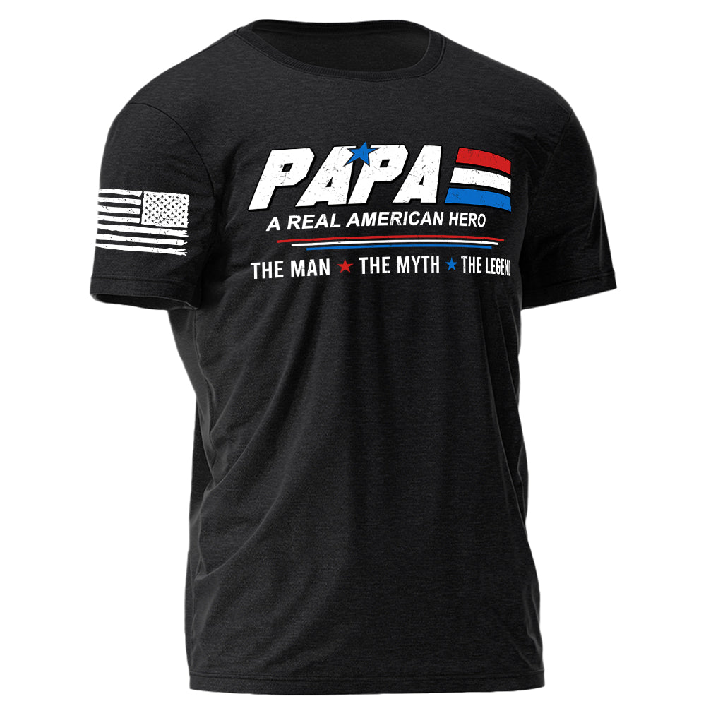 Papa A Real American Hero The Man The Myth The Legend Personalized Shirt For Grandpas