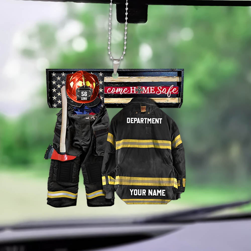 Armor Car Ornament Come Home Safe Personalized Car Ornament Gifts For Firefighter - Custom Car Ornament Gift For Fireman