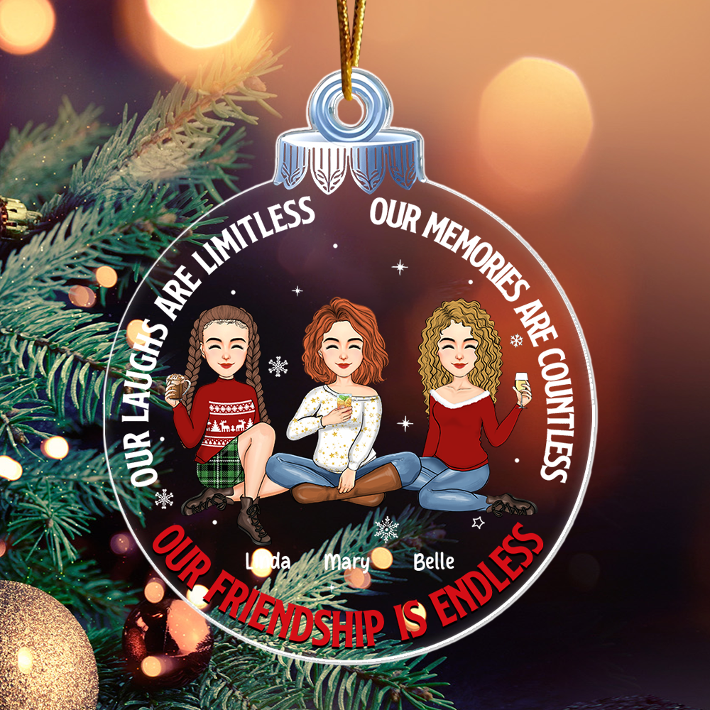 Our Friendship Is Endless -Personalized Custom Acrylic Snowball Ornament Na02