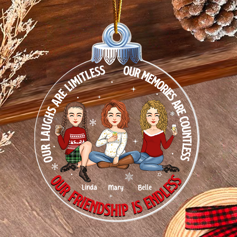 Our Friendship Is Endless -Personalized Custom Acrylic Snowball Ornament Na02