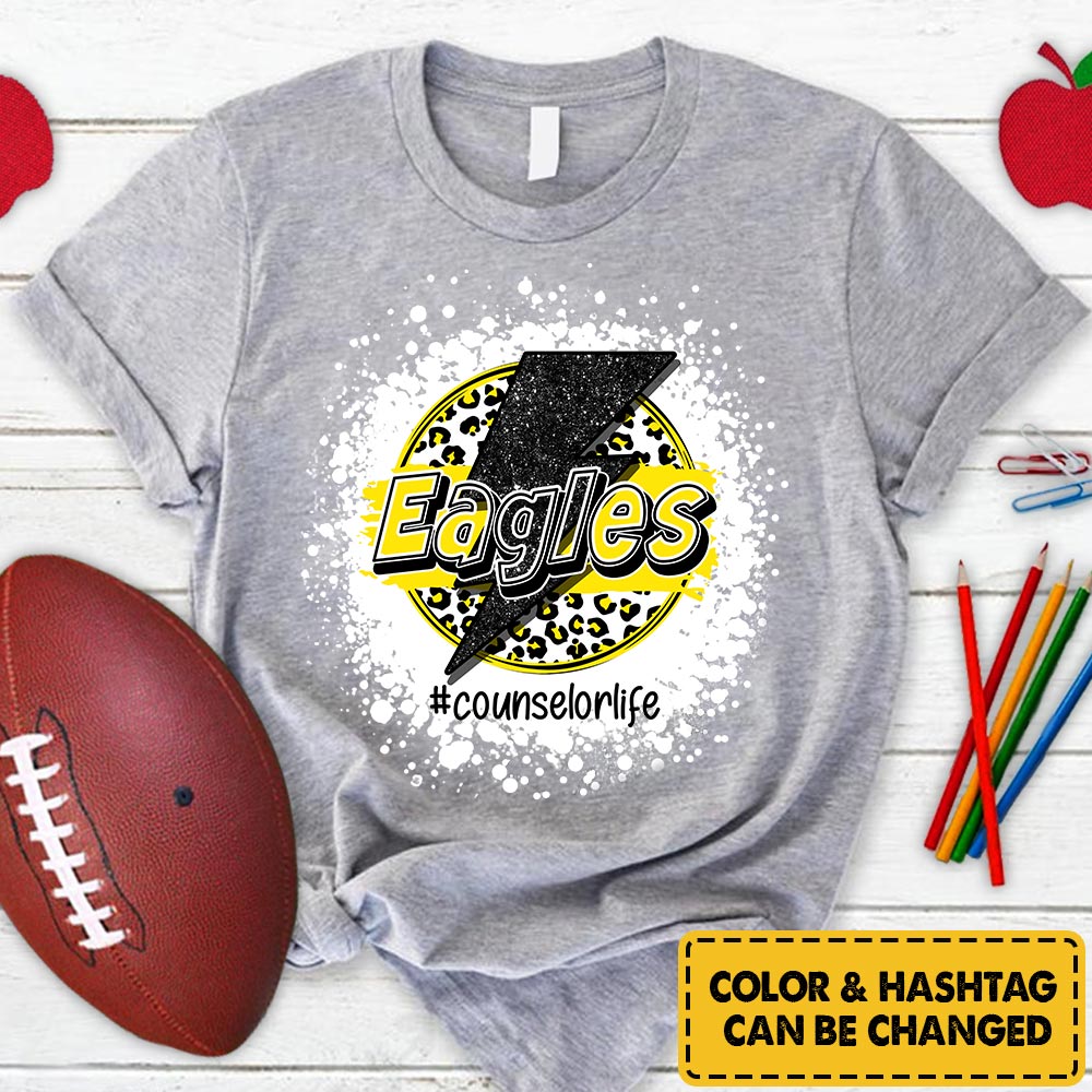 Personalized Eagles Leopard Lightning Bolt Circle T-Shirt For Teacher