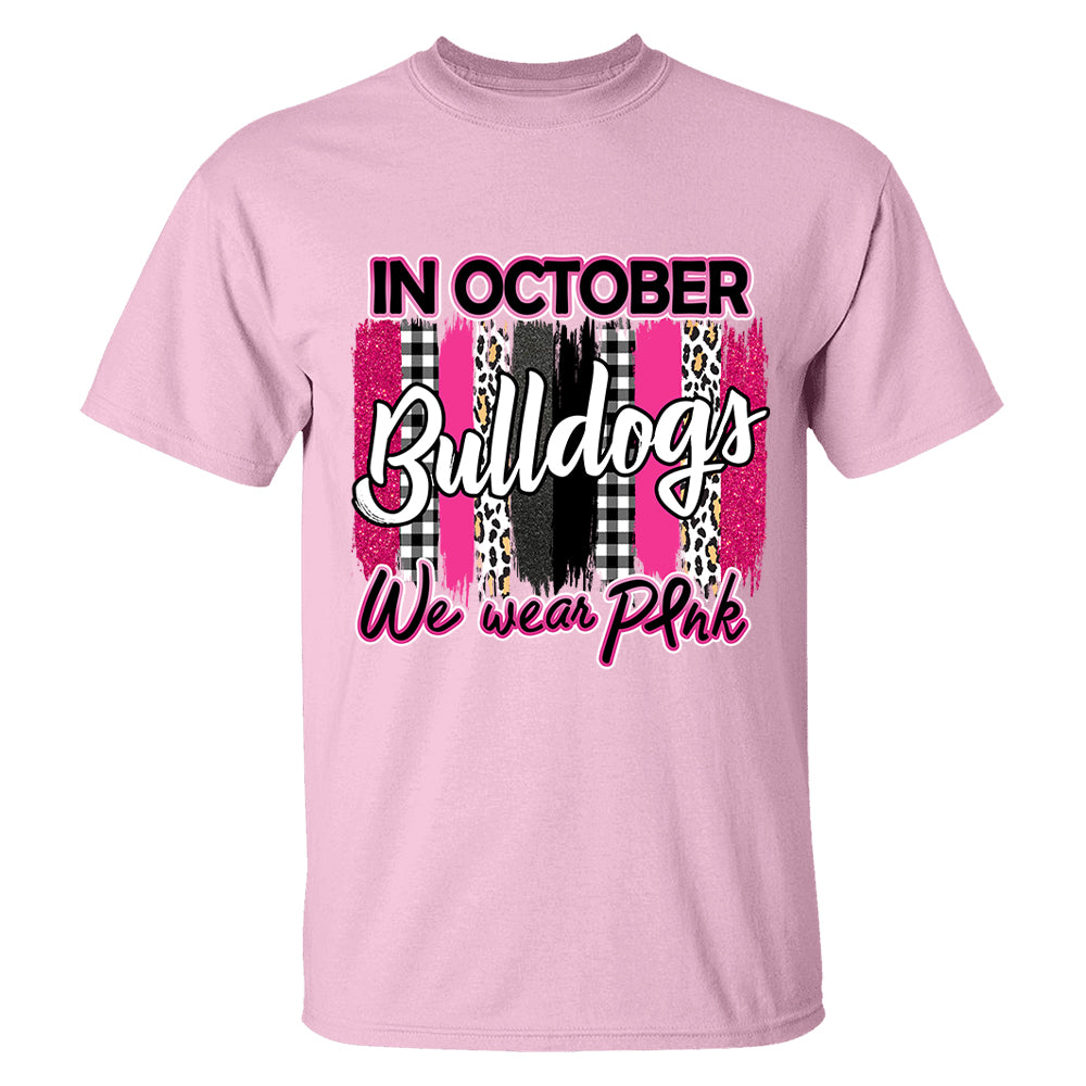 In October We Wear Pink Personalized Breast Cancer Awareness Shirt Custom School Mascot