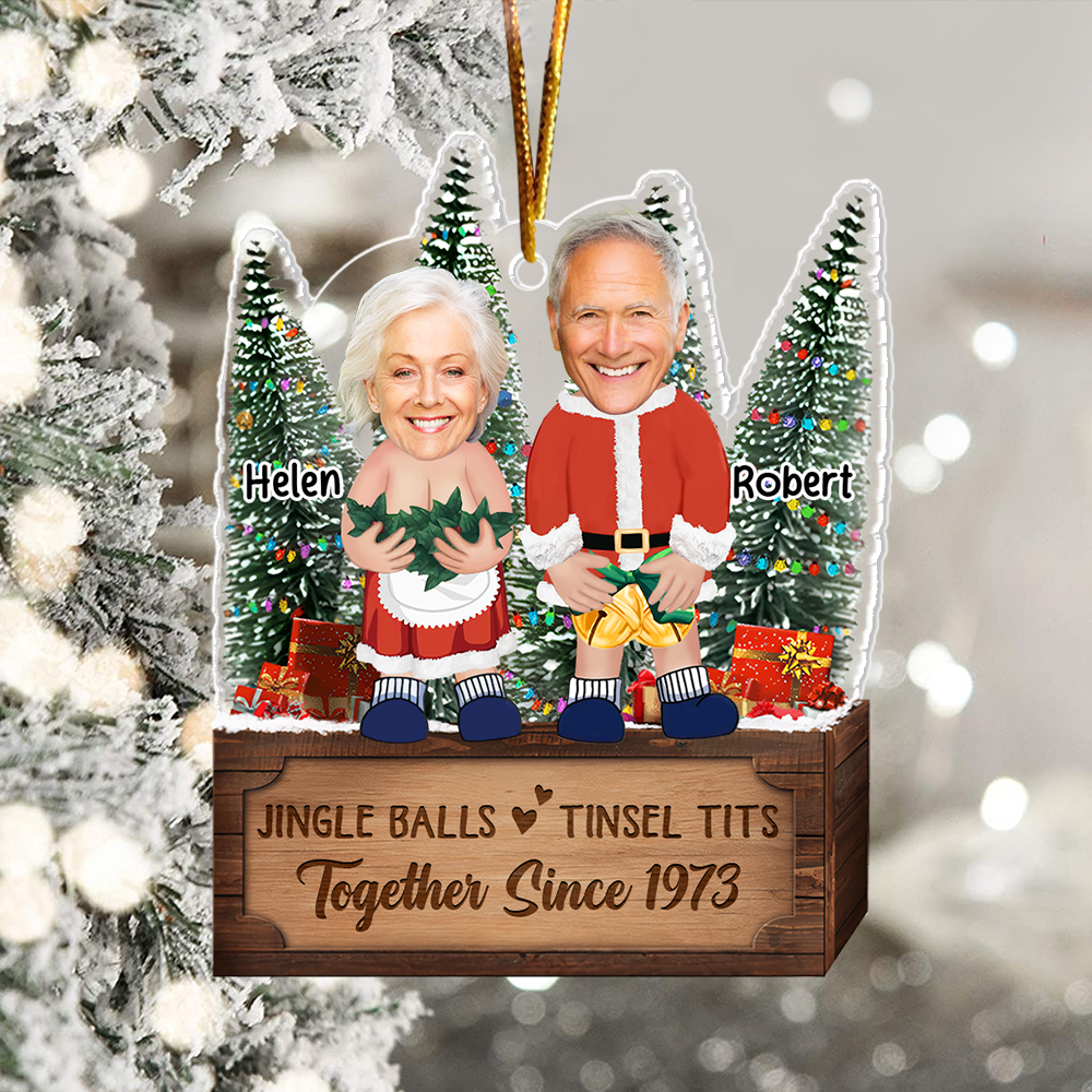 Couple Santa Clauses - Personalized Acrylic Photo Ornament