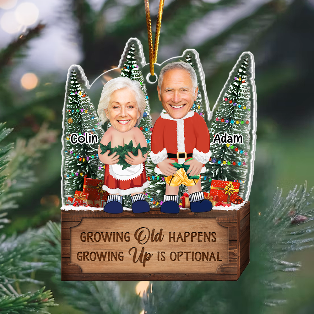 Couple Santa Clauses - Personalized Acrylic Photo Ornament