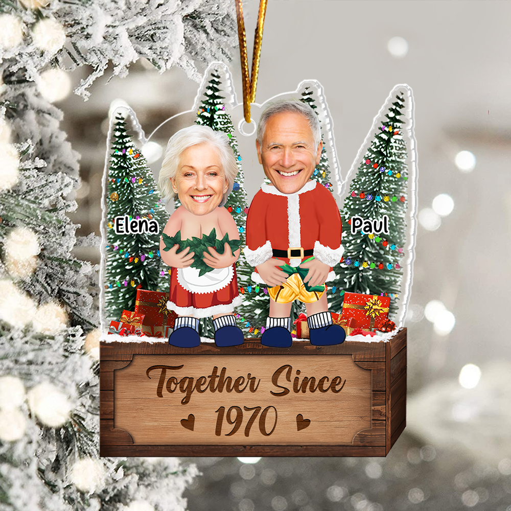 Couple Santa Clauses - Personalized Acrylic Photo Ornament