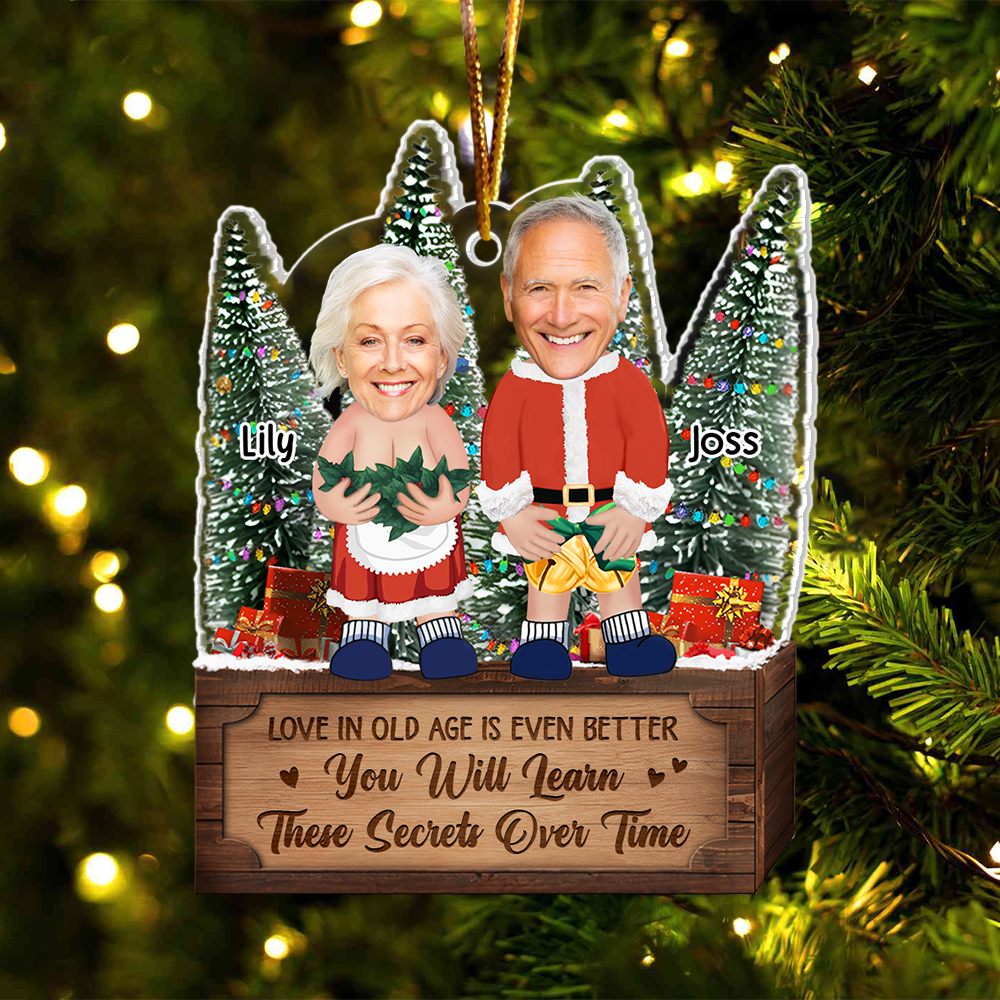 Couple Santa Clauses - Personalized Acrylic Photo Ornament