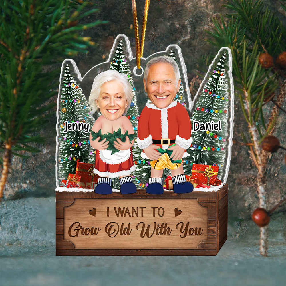 Couple Santa Clauses - Personalized Acrylic Photo Ornament