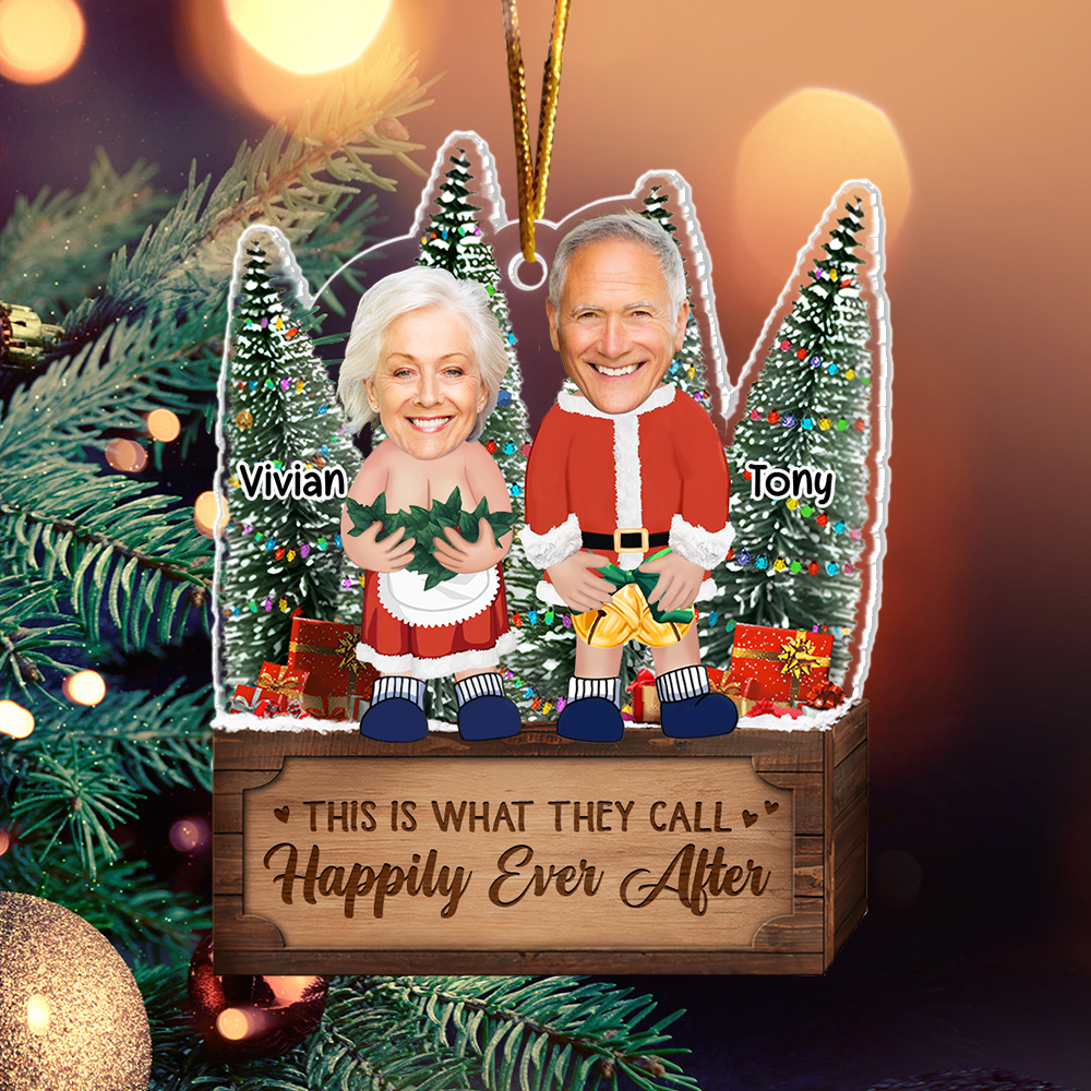 Couple Santa Clauses - Personalized Acrylic Photo Ornament