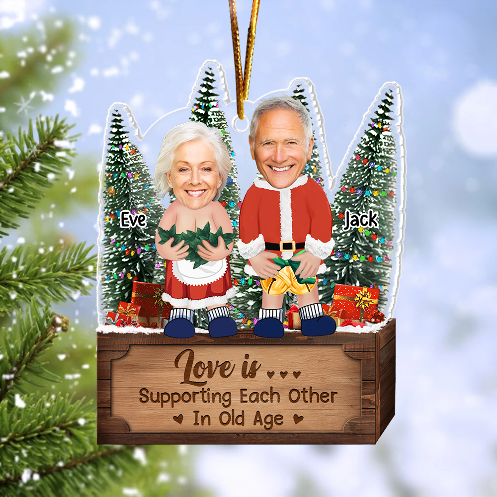 Couple Santa Clauses - Personalized Acrylic Photo Ornament