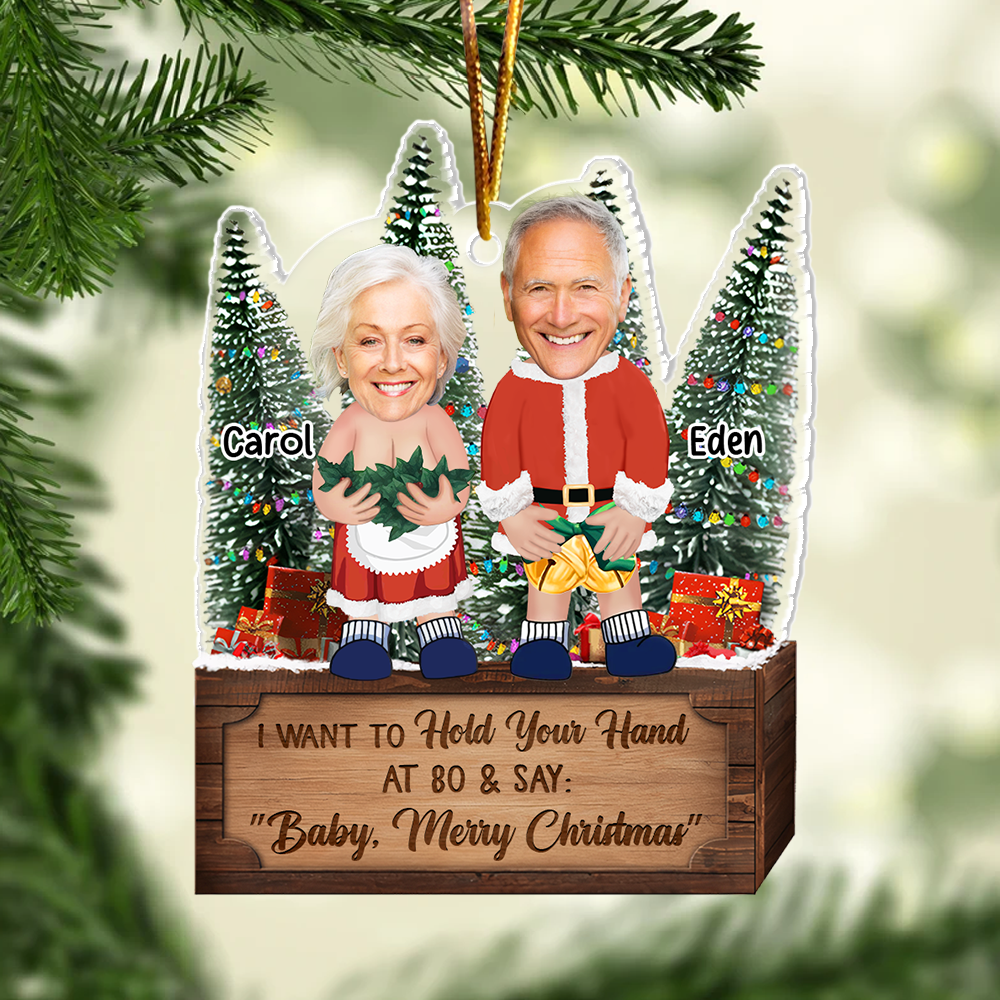 Couple Santa Clauses - Personalized Acrylic Photo Ornament