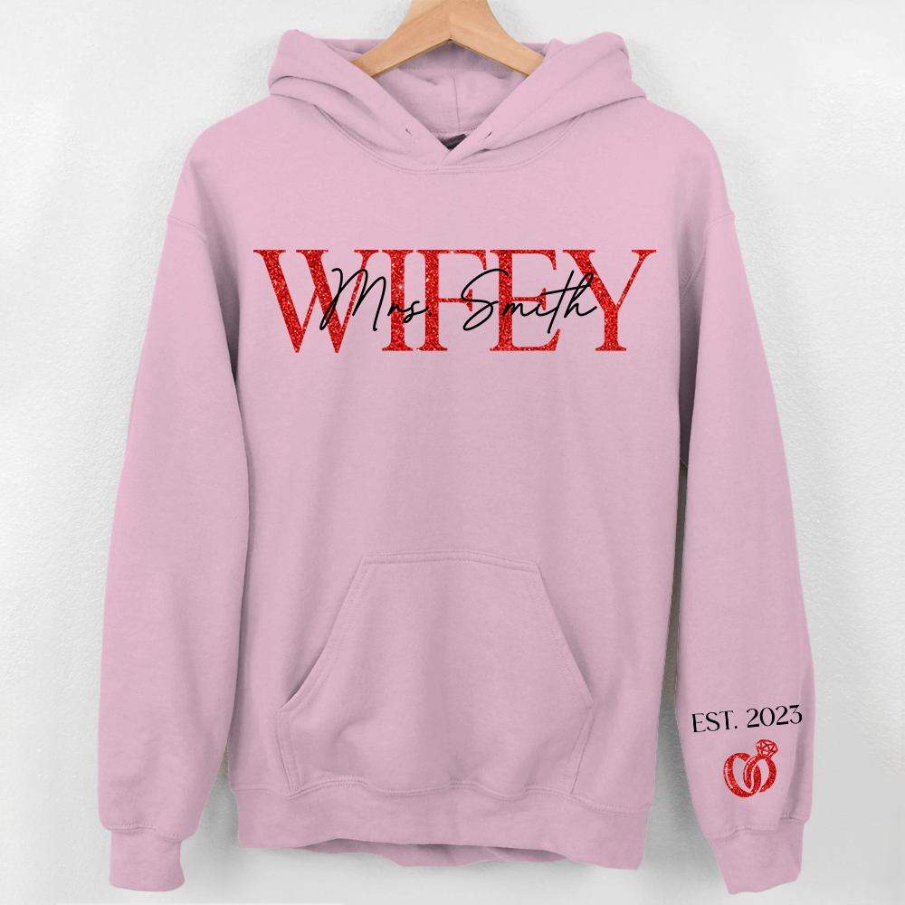 The Love Of My Life My Wifey - Couple Personalized Custom Unisex Sweatshirt With Design On Sleeve - Gift For Husband Wife, Anniversary
