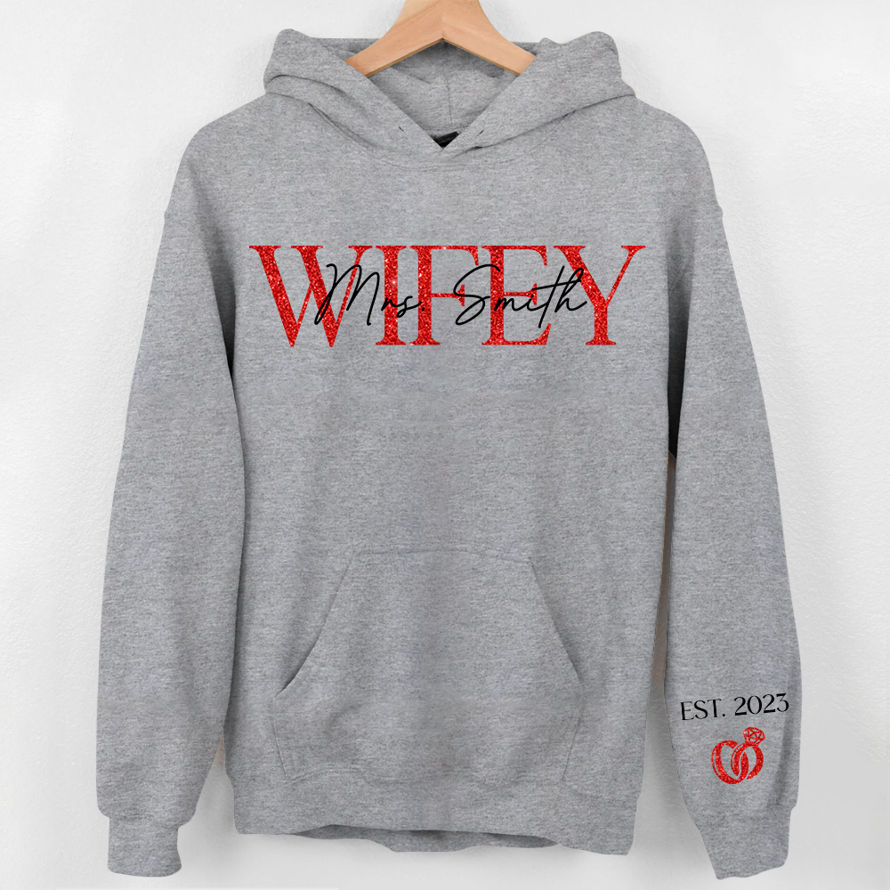 The Love Of My Life My Wifey - Couple Personalized Custom Unisex Sweatshirt With Design On Sleeve - Gift For Husband Wife, Anniversary